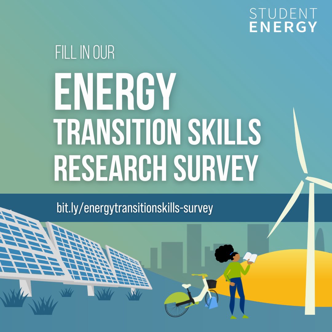 Help <a href="/studentenergy/">Student Energy</a> understand the barriers young people face in terms of developing skills and securing employment that contribute to a sustainable transition of our energy system⚡️ 

Fill out the survey here ➡️ bit.ly/energytransiti…
