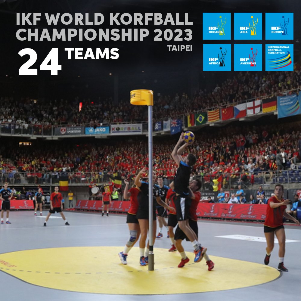 The Council of the IKF, in consultation with the LOC of the 12th IKF World #Korfball Championship, has decided that the #WKC2023 will have 24 participating teams. 📰 Read more ► korfball.sport/?p=29745

#korfbal #corfebol #korfbol  #合球 #コーフボール
📷 Marco Spelten