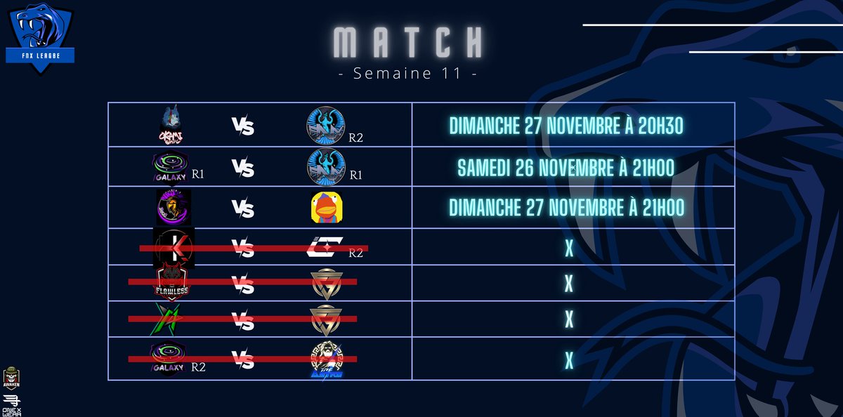 Ce soir 2 matchs au RDV

<a href="/La_OkamiGaming/">Okami Gaming</a> 🆚 <a href="/FENNIXEsport_/">FENNIX ESPORT</a>
20h30
POV : @akli_chbn
twitch.tv/fnx_akli

<a href="/NeosEsport/">APE Neos Esport</a> 🆚 FVB
21h00
POV: <a href="/xSadTime/">Docteur Sad</a>
m.twitch.tv/sadtime_tt