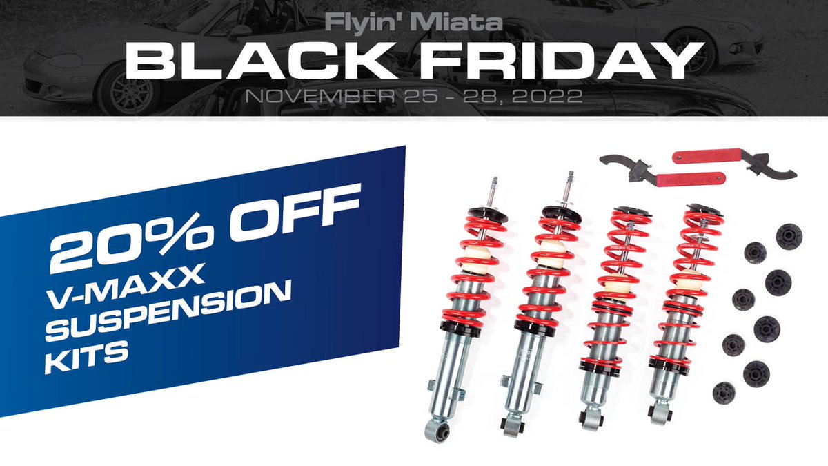 FlyinMiata's tweet photo. It's Suspension Sunday! Our Black Friday weekend sale is still going strong!
https://t.co/rXnH08wxSL
#BlackFriday #Sale #discounts #performance #parts #exclusive #deals #wheels #aero #suspension #SpikedPerformance #Koni #Vmaxx #KogekiWheels #YouDesign #Tools #reroute #calendar https://t.co/0MLY2aogHR