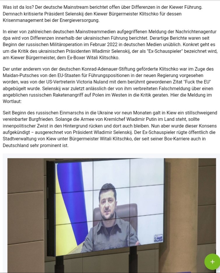 Der EX- Schauspieler #Selenskyj und der EX- Boxer #klitschko haben sich NICHT mehr lieb? 

Sollte #klitschko doch so etwas wie Gewissen besitzen? 

Elenskyi mit 100% Sicherheit nämlich nicht!