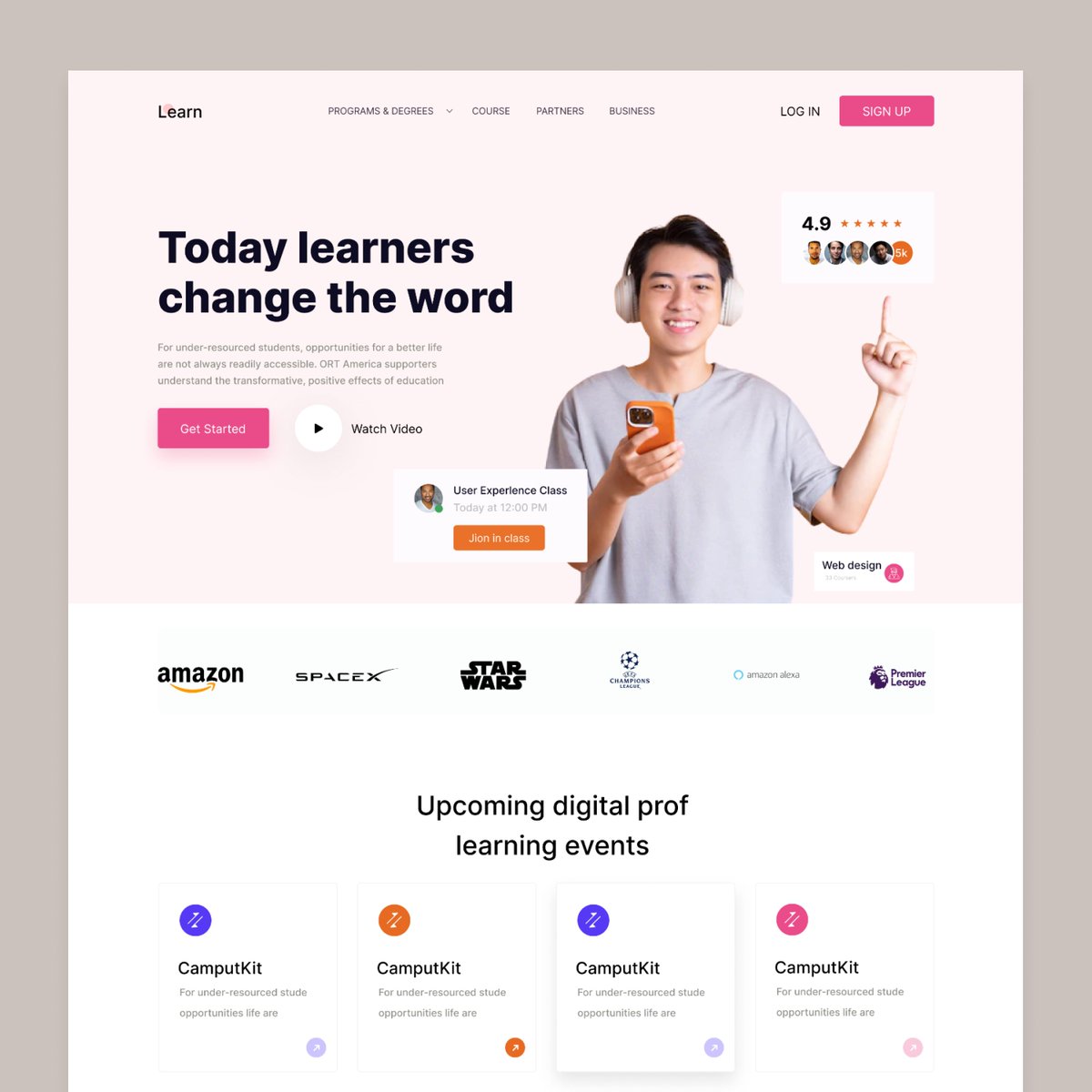 سلام دوستان طراحی صفحه لندینگ پیج آموزش الکترونیکی
ممنون میشم نظراتتون رو بدین
#uiux #ui #uiuxdesign #landingpagedesign #figmadesign #figma
#learning
Hi Everyone, I have to New Design for eLearning please tell me feedback about my design