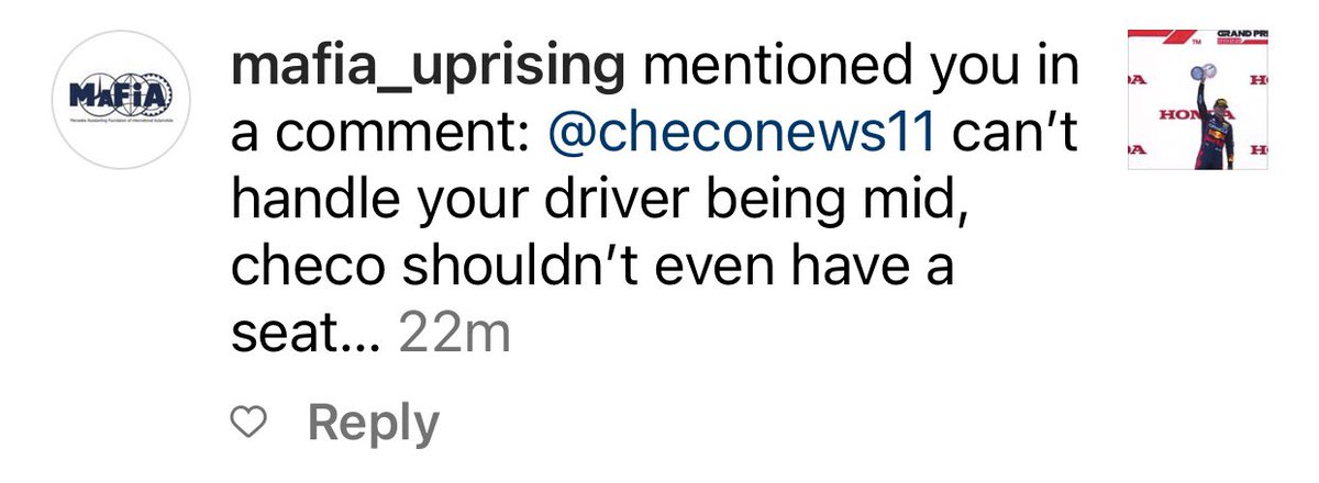Checo11Perez's tweet photo. Can’t be more cringe this ppl 🤡🤡🤡🤡🤡🤡🤡 #f1 https://t.co/KL7wgCkuh3
