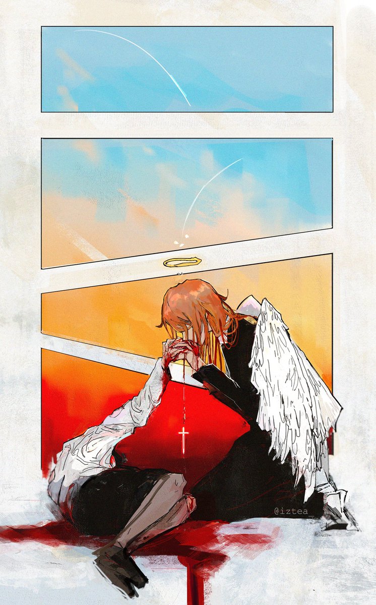 halo angel wings wings white wings solo 1boy sitting  illustration images