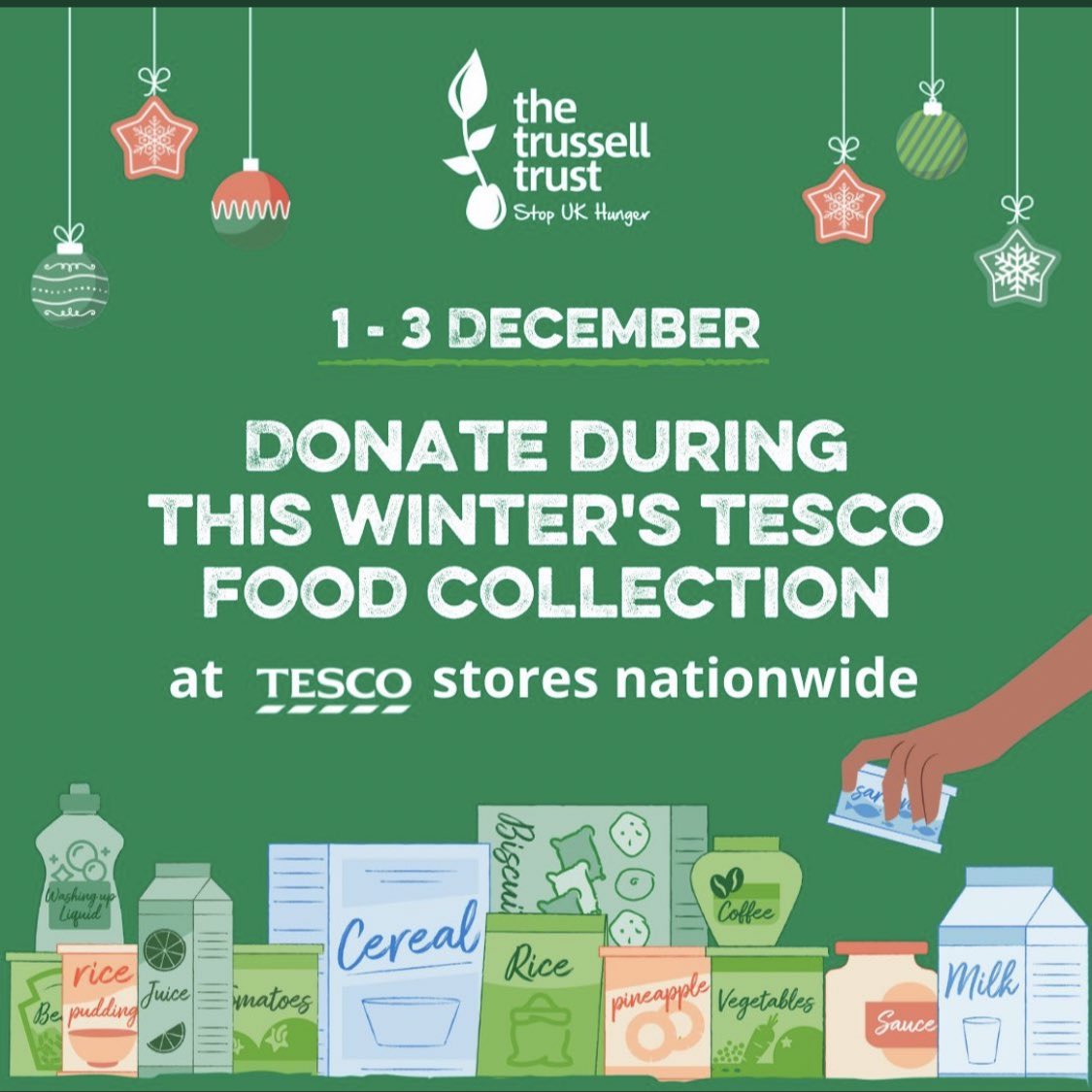 WarringtonFB's tweet photo. Between 1 and 3 December, you will be able to donate to us in local @Tesco stores!
Every donation will help us support people who are facing hardship in Warrington.💚 #EveryCanHelps https://t.co/fIx8icT6jH