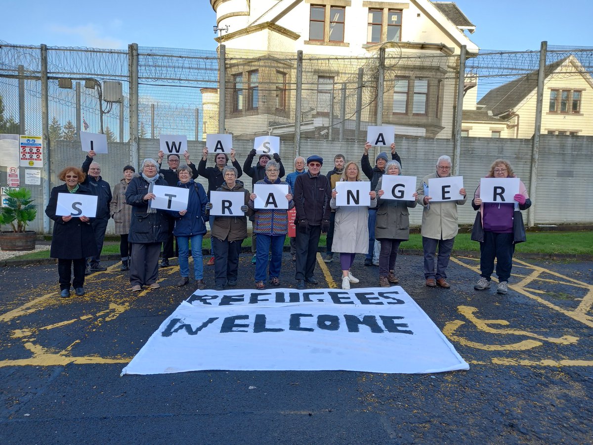 justcarol12's tweet photo. Solidarity gathering at Dungavel today. Time this place was shut for good With @Arthurwest7West @JandPScotland @LindaFabianiSNP and many more #RefugeesWelcome #CloseDungavel #ScotlandsShame https://t.co/re54N7rjC4