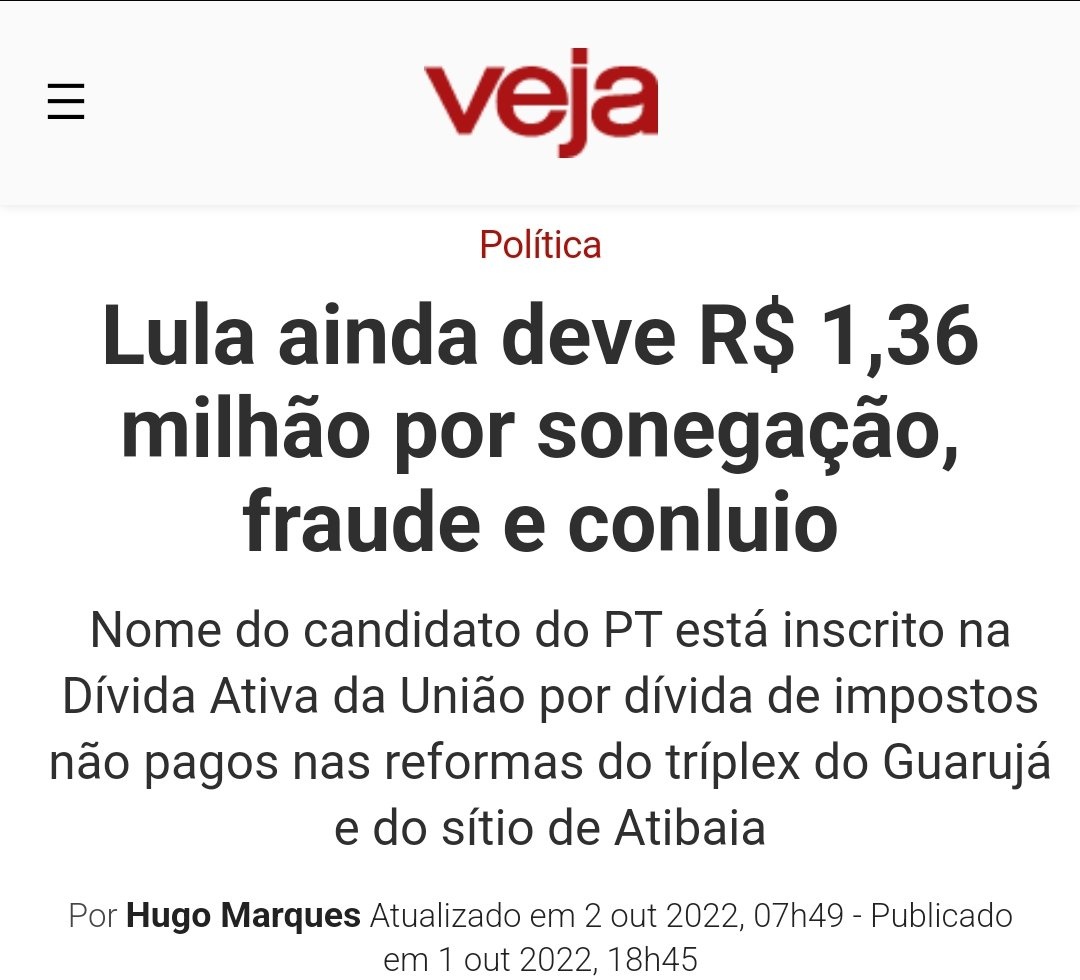 Esquerdista: Neymar tem que pagar o que deve.
O Mula 👇refutem...