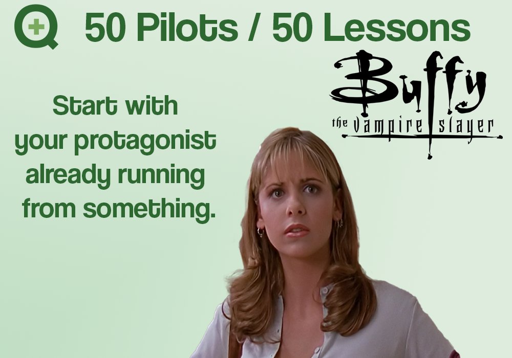 inmyqueuepod's tweet photo. #50Lessons: The TV series of Buffy The Vampire Slayer is technically-sort-of a sequel to the movie it was adapted from (also by Joss Whedon), because Buffy arrives at Sunnydale High already KNOWING she's the Slayer. It gets the show going quicker! https://t.co/tpe59fdqCl