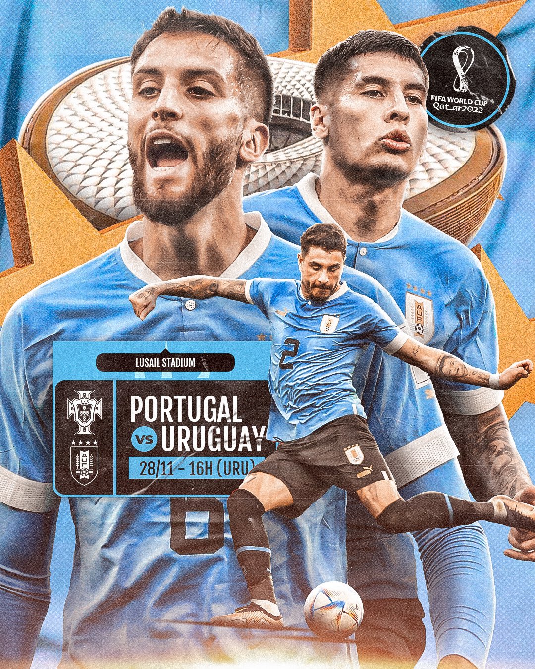 Selección Uruguaya on X: 🇺🇾 ¡𝙃𝙊𝙔 𝙅𝙐𝙀𝙂𝘼 𝙐𝙍𝙐𝙂𝙐𝘼𝙔!  #LaCeleste va por todo en la @FIFAWorldCup. 🆚 Ghana 🕜 18h (QAT) 12h (UY)  #ElEquipoQueNosUne  / X