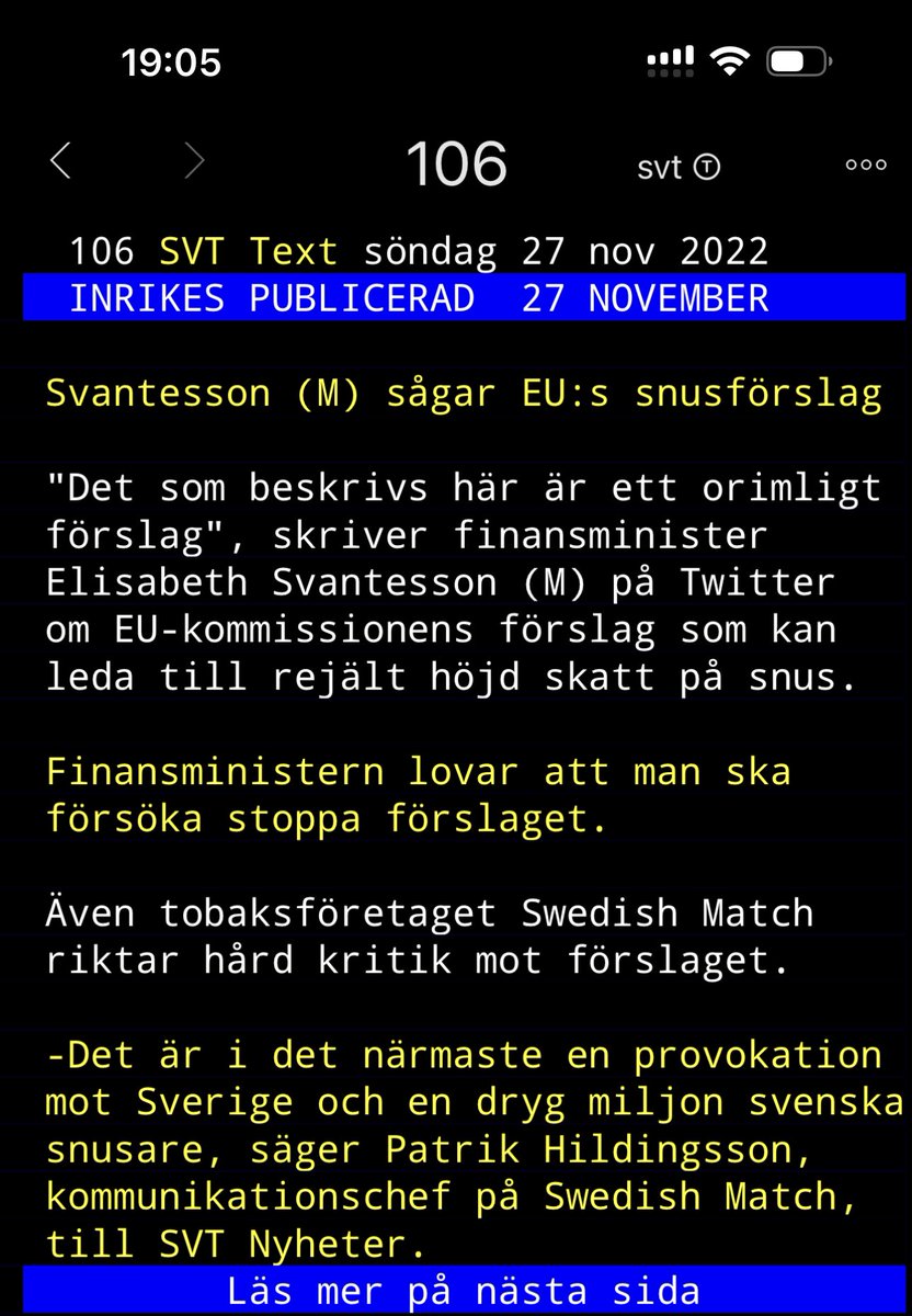 lars_stal's tweet photo. Regeringen delar min uppfattning. Ett orimligt förslag. 60kr till 120kr för en dosa snus. Helt orimligt. Finns inga behov att höja skatten på snus för tillfället. Bara nåt som åkte med. https://t.co/qaqoY9RH3g
