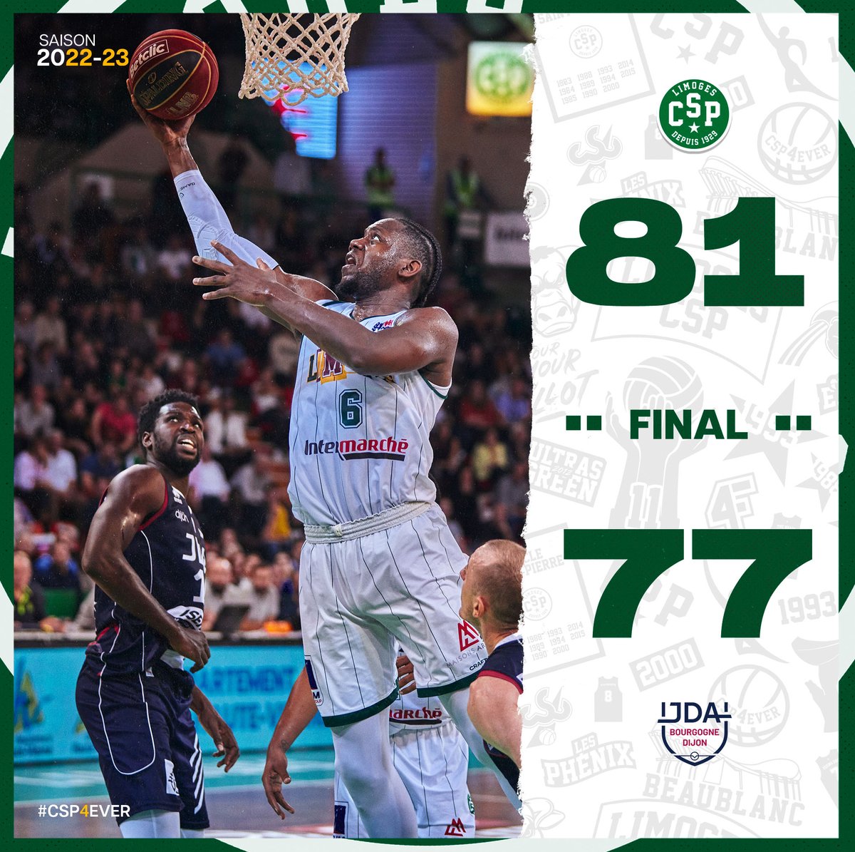limogescsp's tweet photo. Ils n'ont rien lâché et nos joueurs s'imposent logiquement 81 à 77 face à la JDA Dijon 😤 https://t.co/3UGRBCqp8f