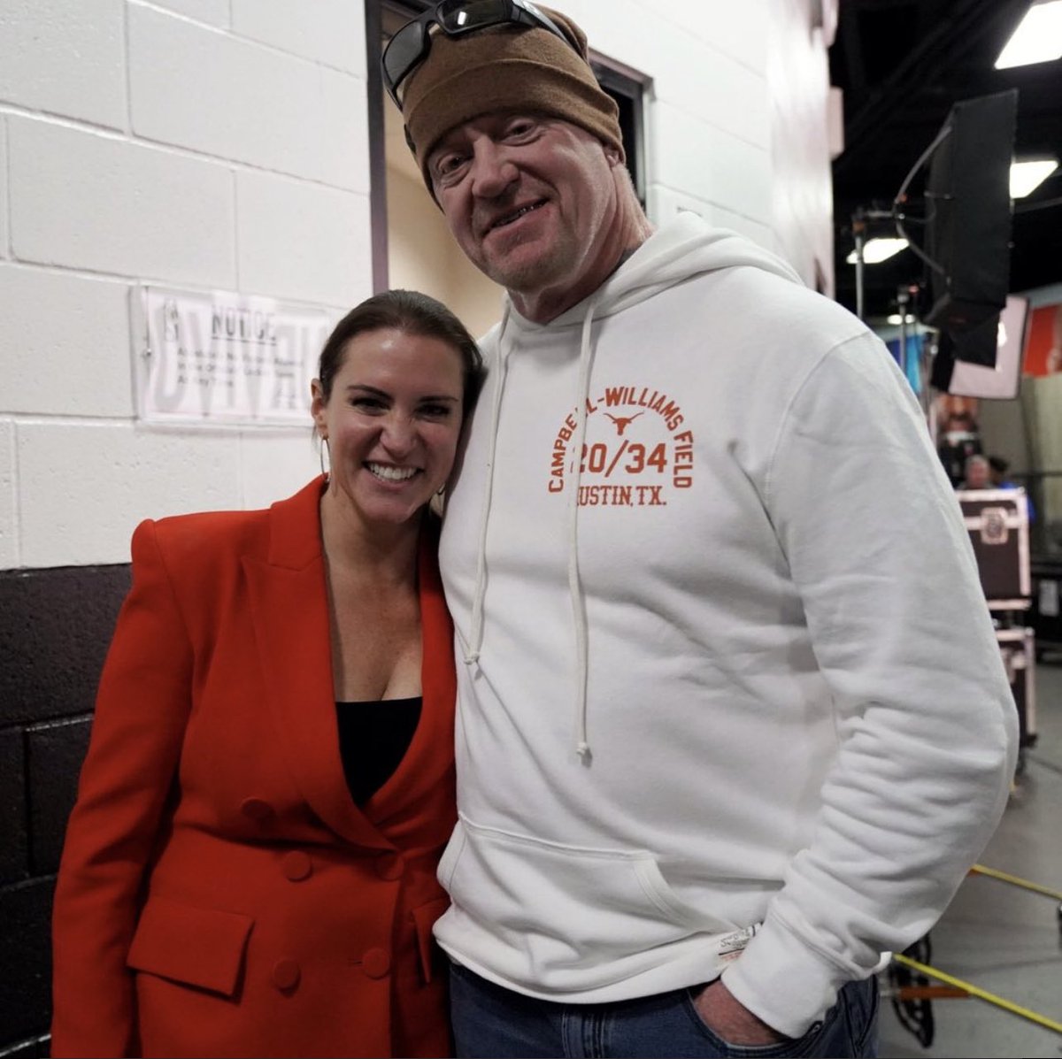 undertaker's tweet photo. Always great to see my friend @StephMcMahon! Congratulations to all involved on #SurvivorSeries #WarGames, really enjoyed it! https://t.co/b8dNZLECBg
