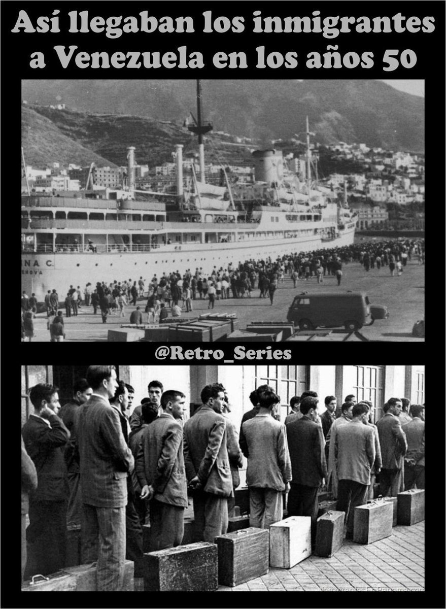 CIVoficial's tweet photo. En la década de los años 50's Venezuela abrió sus puertas a la inmigración masiva europea. Miles de españoles, italianos, portugueses, polacos, alemanes,  aquí se establecieron e hicieron su segunda Patria. La foto es en La Guaira a la llegada de uno de los muchos barcos. https://t.co/dwzCIaM9HR