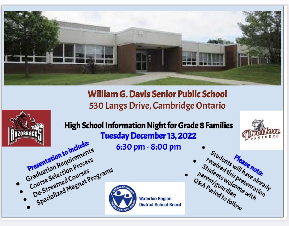 Attention all Grade 8 Families!