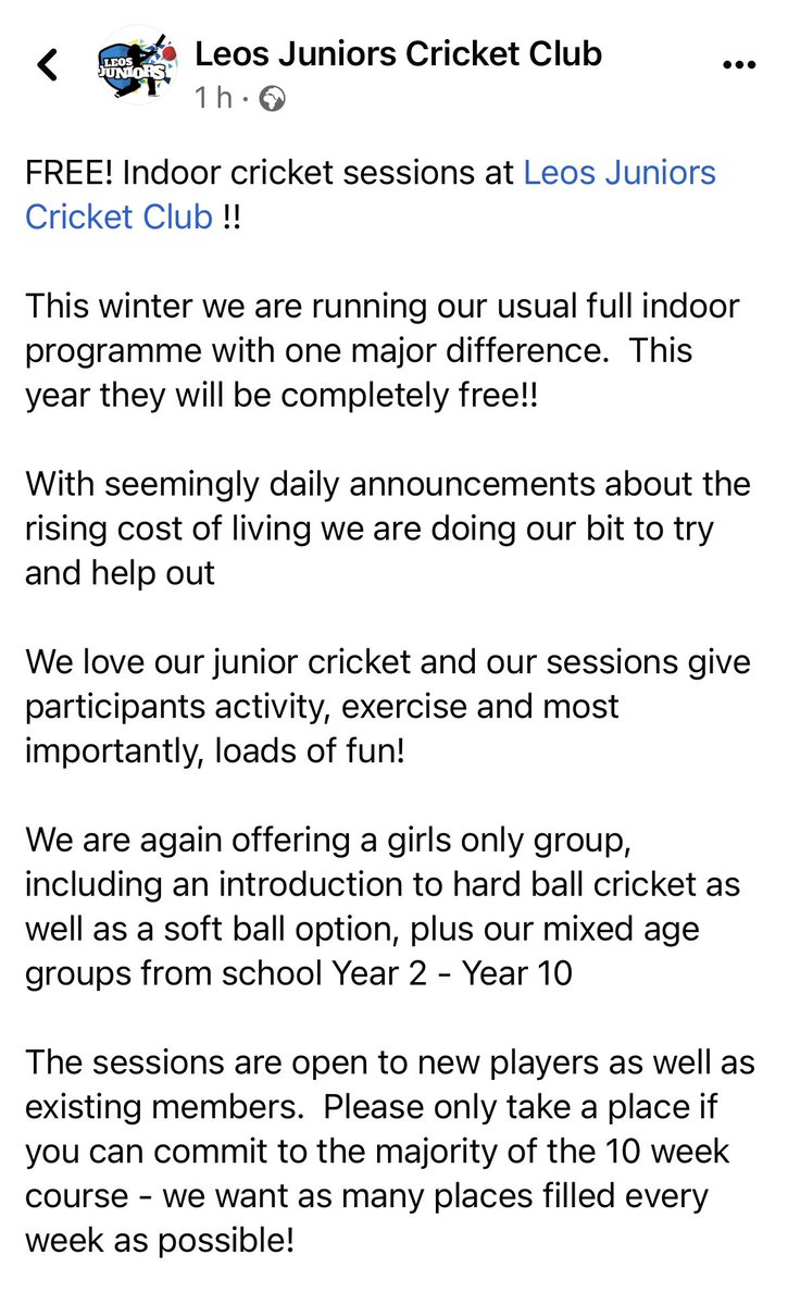 OldLeosCC's tweet photo. Free -yes Free! Junior indoor training this winter for Leos Juniors. https://t.co/XBTTXqraRu