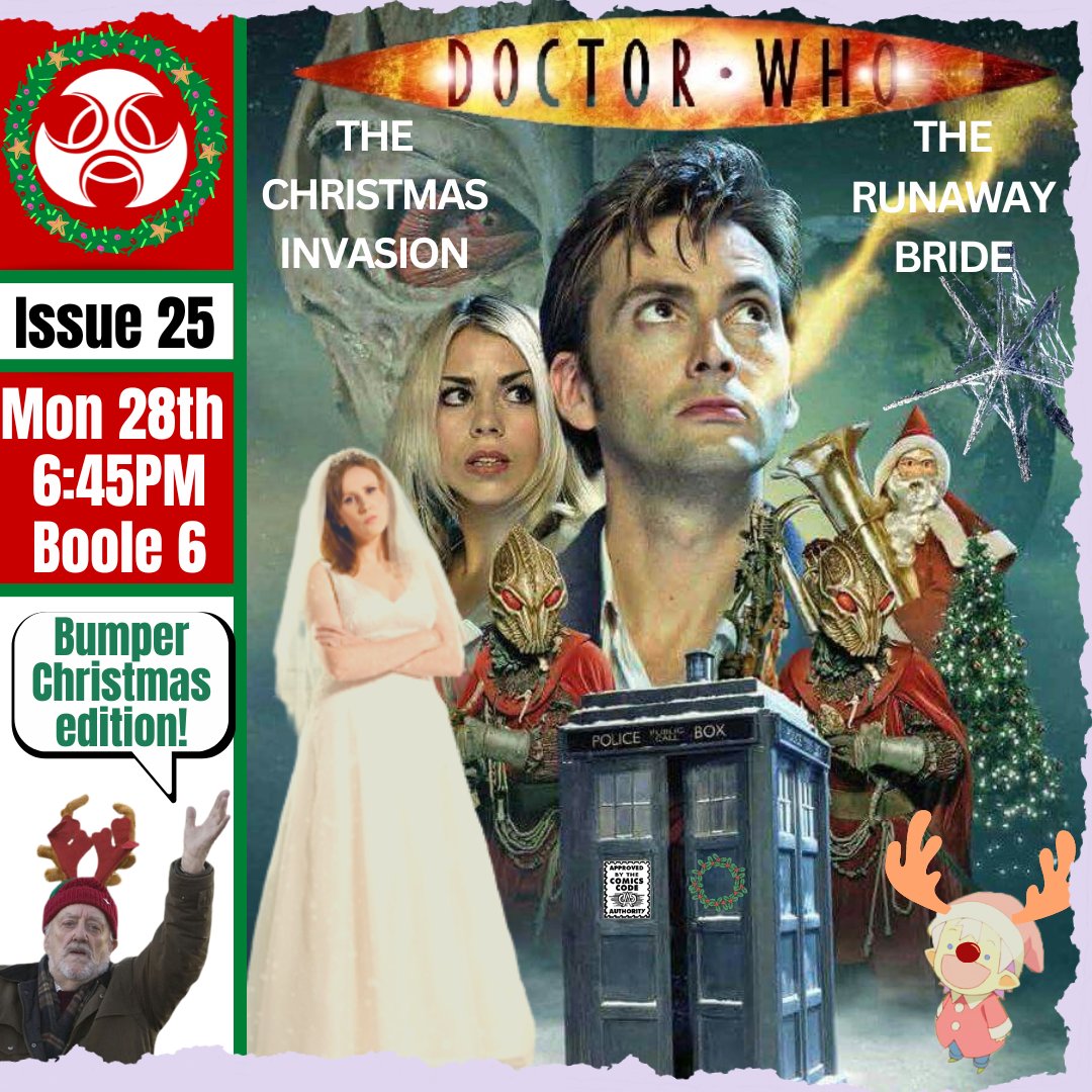 uccscifi's tweet photo. Hop into the TARDIS for Christmas adventures in time and space!

We're screening two of David Tennant's Christmas Specials in Boole 6 at 6:45pm on Monday the 28th of November.

We hope to see you there! 💙💙+🎄 https://t.co/ecBTCytyPj