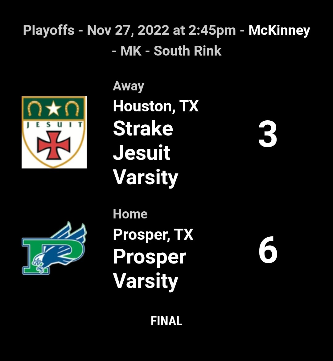 *** Best of the West Tournament ***
<a href="/HockeyProsper/">Prosper Ice Hockey</a> JV and Varsity teams are both Champions of their Divisions!!! They played some great hockey combining for 11 wins and 2 trophies!!! Congrats to the <a href="/ProsperHS/">Prosper High School</a> /<a href="/RockHillHS/">Rock Hill High School</a>/ &amp; <a href="/ProsperISD/">Prosper ISD</a> MS players!!!