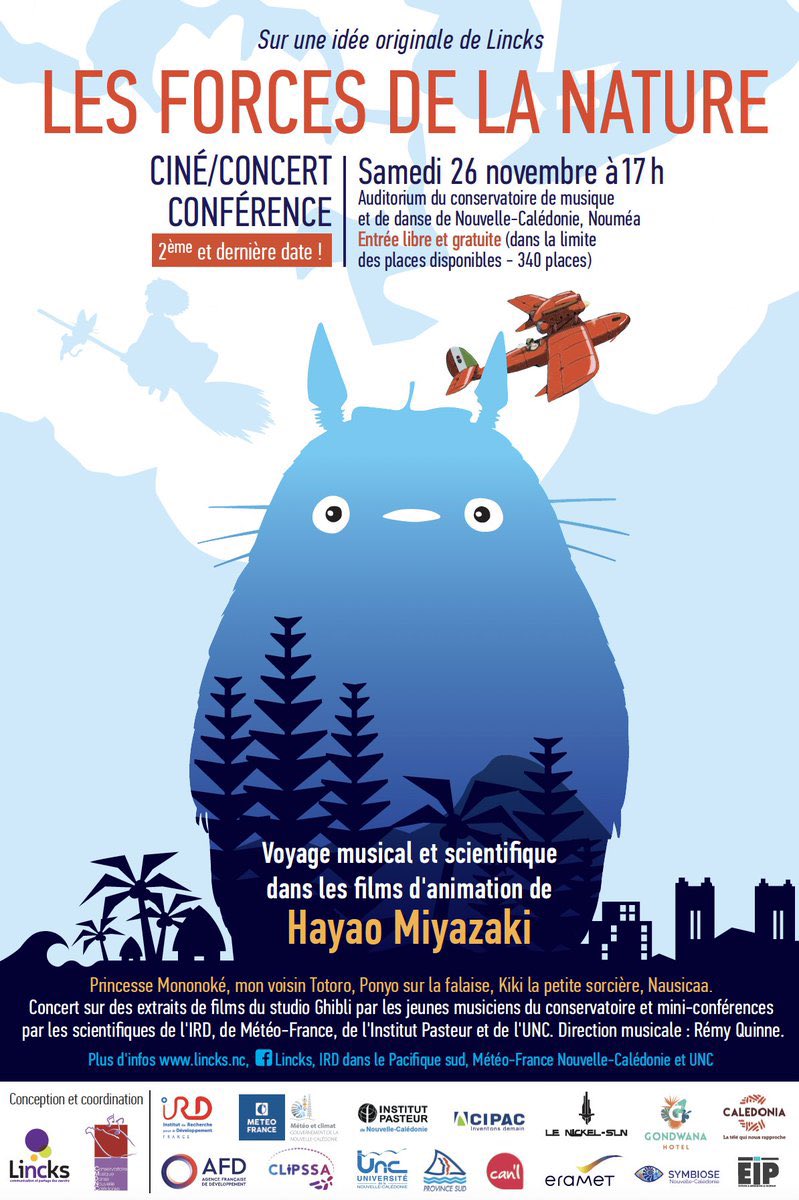carolineedant's tweet photo. @AFD_France est fière d’avoir soutenu à travers le projet #CLIPSSA et avec ses partenaires @ird_fr et @meteofrance le 2ème ciné-concert-conférence “Les forces de la nature” autour des œuvres de Miyazaki. Une sensibilisation aux enjeux de biodiversité et CC via l’émerveillement. https://t.co/HZE2JcphvA