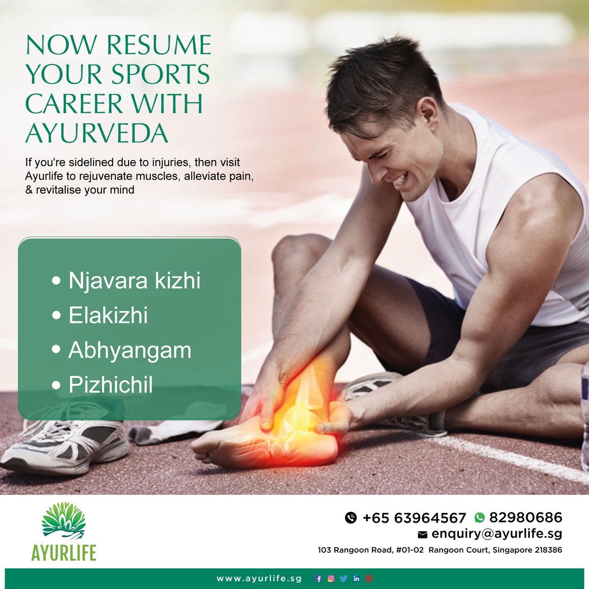 AyurlifeL's tweet photo. Being sidelined due to injuries is one of the worst feelings an athlete needs to go through. We offer a specialized ayurvedic sports package that includes therapies like the njavara kizhi, abhyangam, etc.

#ayurlife #ayurveda #ayurvedic #treatment #stress #tip #health #therapies https://t.co/Yc8G0k2xCb