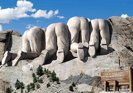 For those of you who have never seen Mount Rushmore from the other side. I am in awe of the stone work.