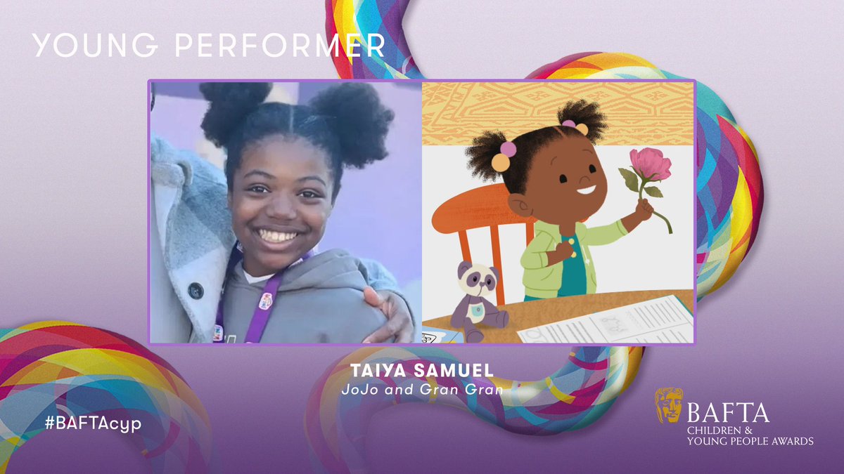 BAFTA's tweet photo. A big round of applause for Taiya Samuel for winning Young Performer for her role in JoJo &amp; Gran Gran #BAFTAcyp https://t.co/KilW26qhGd