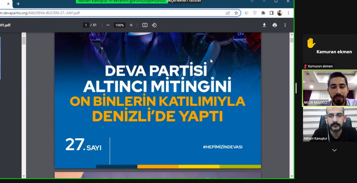 mujdeci_melik's tweet photo. İl Yönetim Kurulu Üyelerimiz ile videokonferans yöntemiyle Yönetim Kurulu Toplantı’mızı gerçekleştirdik.

Tanıtım ve reklam çalışmaları, saha çalışmaları, ziyaretler ve DEVA Bülten’in 27. sayısı gündemimizdeydi.

Bu Pazar seçim olsa Batman Hazır. @devapartisi @alibabacan https://t.co/isZVohh5US