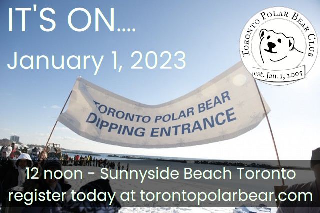 TOPolarBearClub's tweet photo. The 2023 dip Jan 1 at Sunnyside Beach is on! Sign up today at https://t.co/A6RbWftu2y #torontopolarbear #polarbear  #Toronto #daretodip https://t.co/HHVUxtgGTx