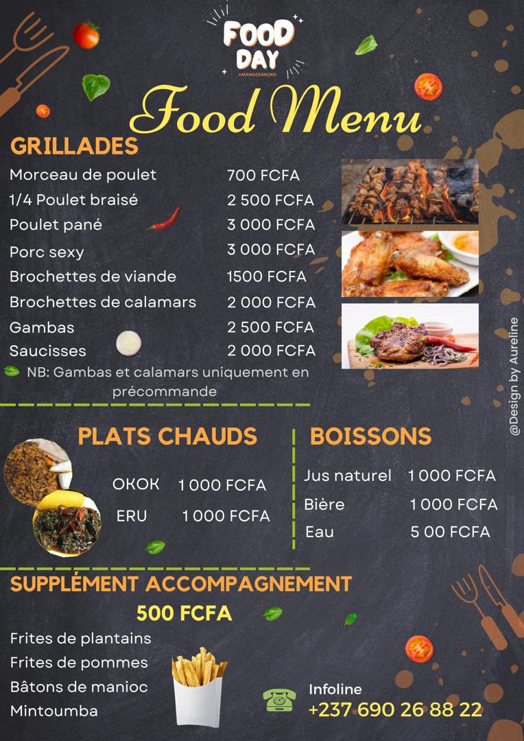 IkoumNaomi's tweet photo. On se donne rendez-vous pour la 3eme Édition du FOODDAY
🗓 10/12/22
📍Yaoundé, Total Fouda
🕑dès 14h
Projection des matchs du jour sur écran géant.
Si tu n’es pas au Foodday, tu n’es nulle part‼️❗️❗️❗️
@king__Noah
#FOODDAY3 #MANGEDABORD https://t.co/waqhxbqXfe