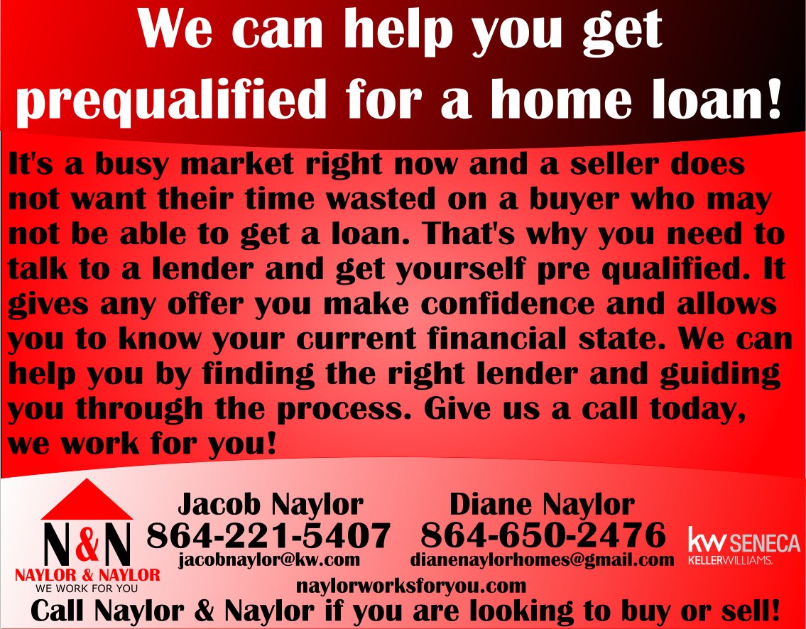 Sellers prefer potential buyers to be prequalified before making an offer or even looking at their home. If you are thinking of buying a home we can help you get prequalified! Give us a call today, we work for you. Stay safe everyone! #realestate #naylorandnaylor