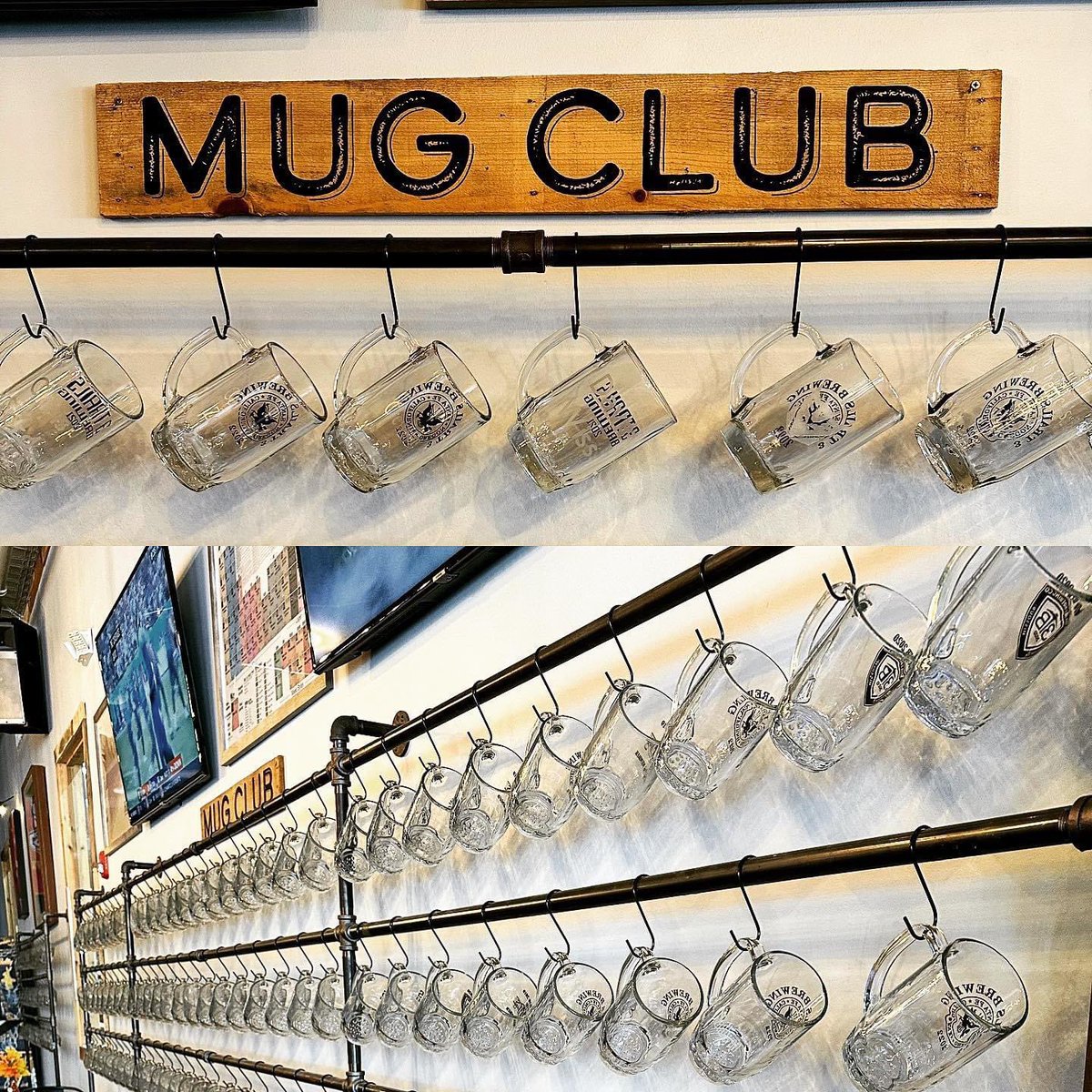 Xmas gift idea? Mug Club Membership-$100. you get a personalized 3 Trails mug-19.5 oz pours 4 the price of 16oz pours. 20% of all retail, 2-go beer/kegs, golf simulator rental AND event space. -RENEWAL-memberships (keeping last years mug) $90. #mugclub #christmasgiftideas