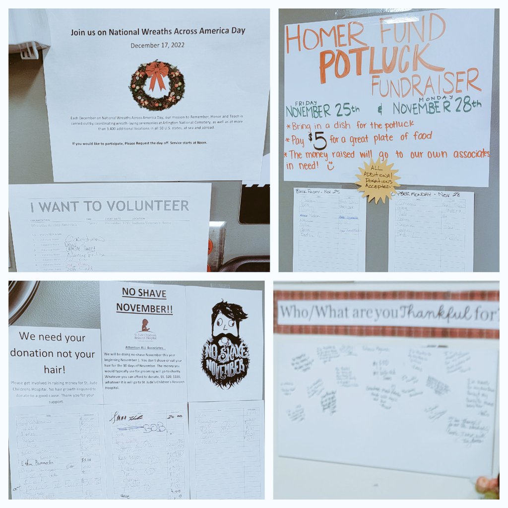 @ChristianKerr (@hdchristiankerr) on Twitter photo From Homer Fund Potlucks, to No-Shave November, Gratitude Board to Wreaths Across America, our Team embraces the spirit of service. I am because WE are.
#Ubuntu <a href="/asweetceleste/">Celeste Sweet</a> <a href="/THDLafayette/">Lafayette Home Depot</a> <a href="/jesse_klingbeil/">Jesse Klingbeil</a> <a href="/hdjustjoan/">Joan Morris</a> From Homer Fund Potlucks, to No-Shave November, Gratitude Board to Wreaths Across America, our Team embraces the spirit of service. I am because WE are.
#Ubuntu <a href="/asweetceleste/">Celeste Sweet</a> <a href="/THDLafayette/">Lafayette Home Depot</a> <a href="/jesse_klingbeil/">Jesse Klingbeil</a> <a href="/hdjustjoan/">Joan Morris</a>