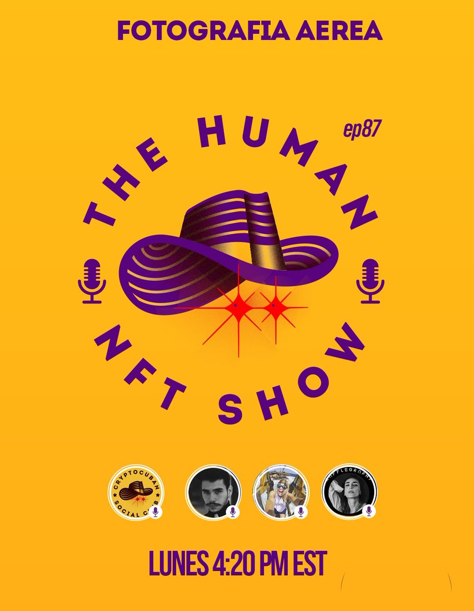 Hello hello fam. Tomorrow we will have a space about aerial photography. One of the most beautiful branches of photography with 2 great artists.💪🏻😁

Host: <a href="/chrissforte/">Forte| Photographer |eth.tez</a> 

Guests: <a href="/ClaireUjma/">ClaireUjma</a> <a href="/alevaldiviaph/">Alejandra Valdivia</a> 

Time: 4:20 pm EST

Reminder below 👇🏻 
x.com/i/spaces/1eaKb…