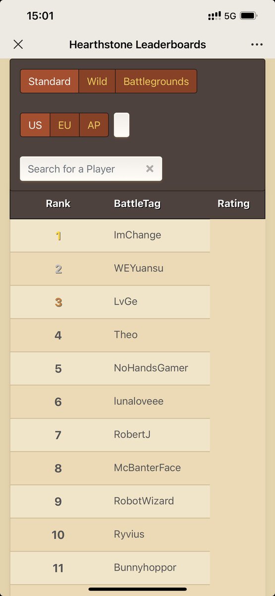 Who is the last legend1 at NA hearthstone? It's me,a Chinese player,I want to play with US players，and we can be friend in this game！
I love Big Award rogue very well，if you have question or you needs my deck,I
can ask your question and share my deck~