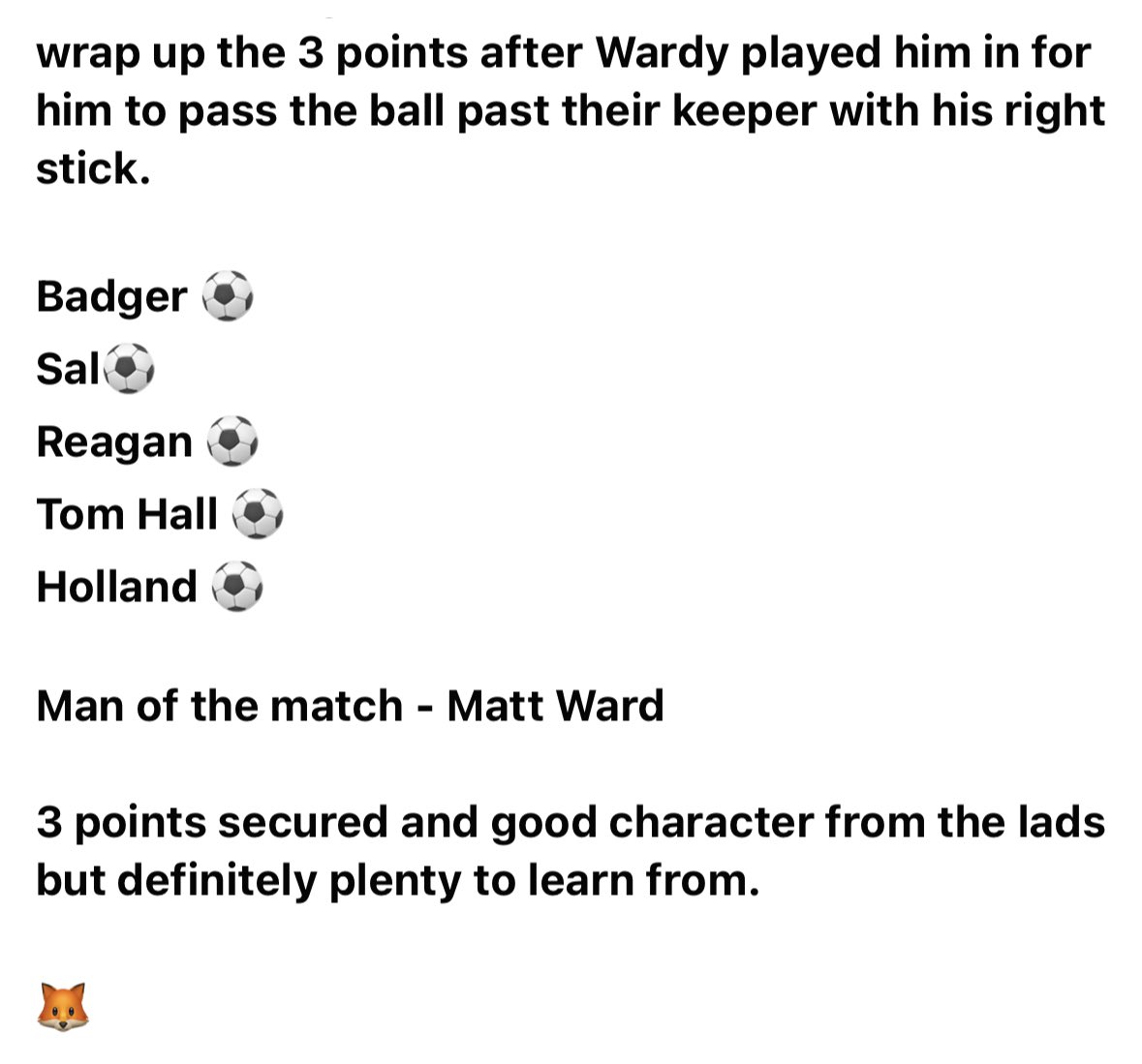 Match report from today 🦊