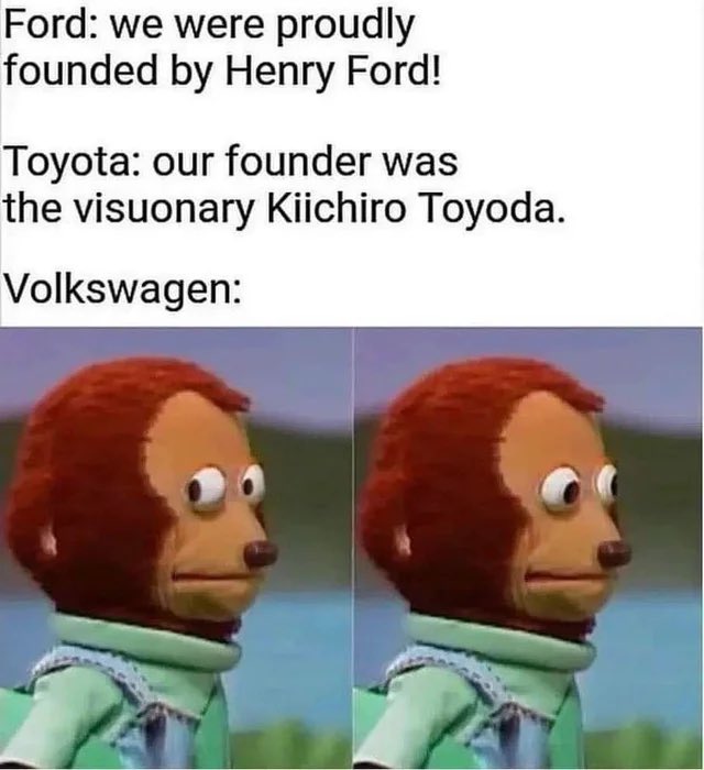Techformativ557's tweet photo. @Alyssa_Milano Wait until you learn about who founded VW https://t.co/dPGZZ4KuuW