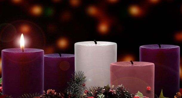 In the first week of Advent we light one candle on the Wreath.  Each Sunday we add another lit candle, symbolising how we are closer to the birth of Jesus, the Light of the World.