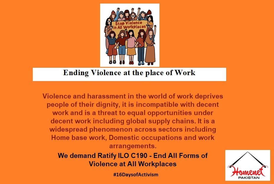 lailazhar07's tweet photo. Violence at work place deprives women dignity.Incompatiable with decent work,is a threat to equality &equal opportunities for women in informal employment.HBWs are major producers in supply chains but go unrecognize #16daysofactivism2022
#RatifyILOC190
#WeAreWorkers https://t.co/bIL6hPbPZr