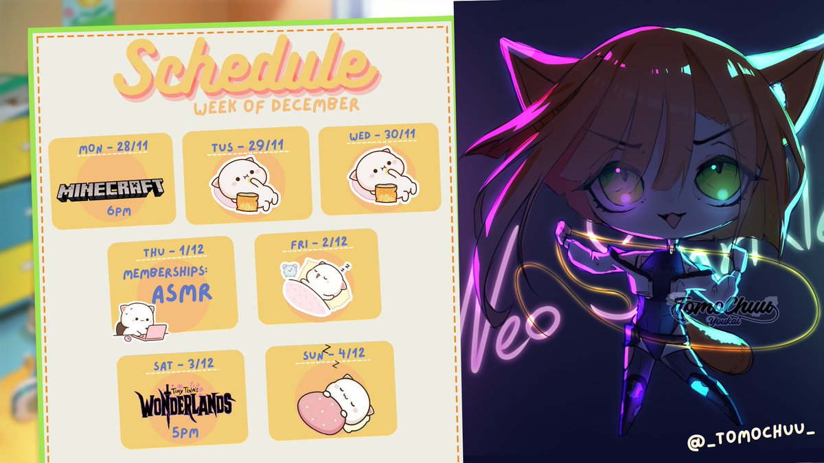 NeoSparkles's tweet photo. ✨ this week's schedule ✨

#NeoSparklez 🦊 
#SparklezLive ✨
#SparklezMemes 
#SparklezGallery 

art by @_TomoChuu_! https://t.co/FvzPGLUENR