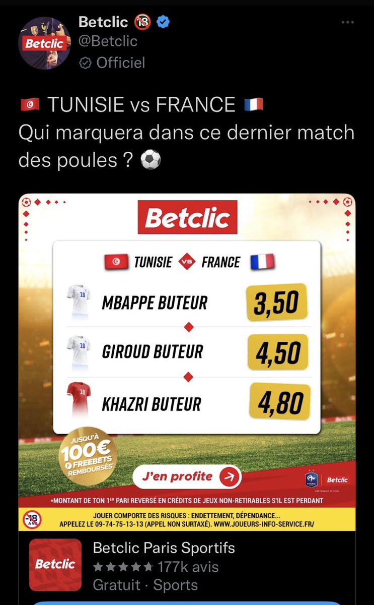 drxtennis's tweet photo. Mais c’est quoi cette campagne de publicité mensongère ?? @Betclic on te dérange pas ? https://t.co/cFI4d6zrh6