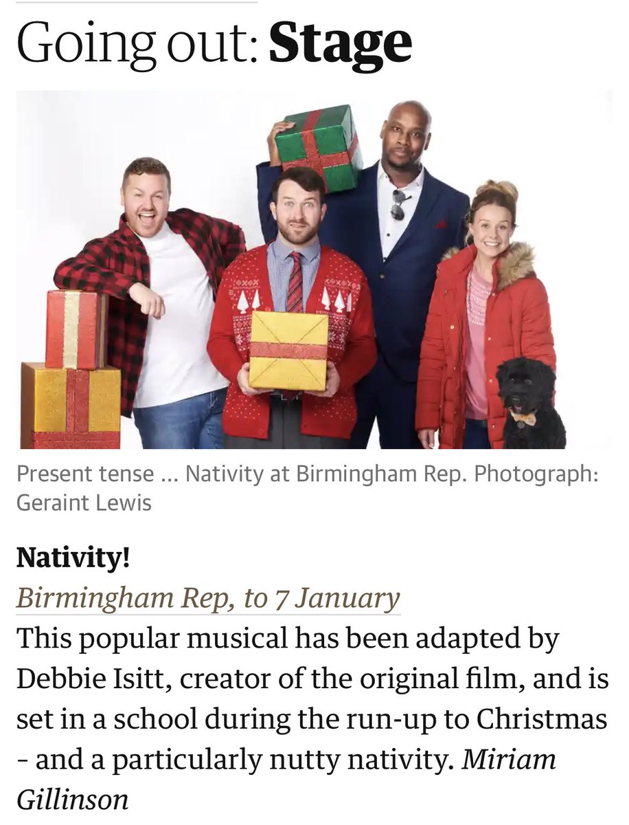 Nativity! The Musical is <a href="/guardian/">The Guardian</a>’s top Stage pick for this week! theguardian.com/culture/2022/n…