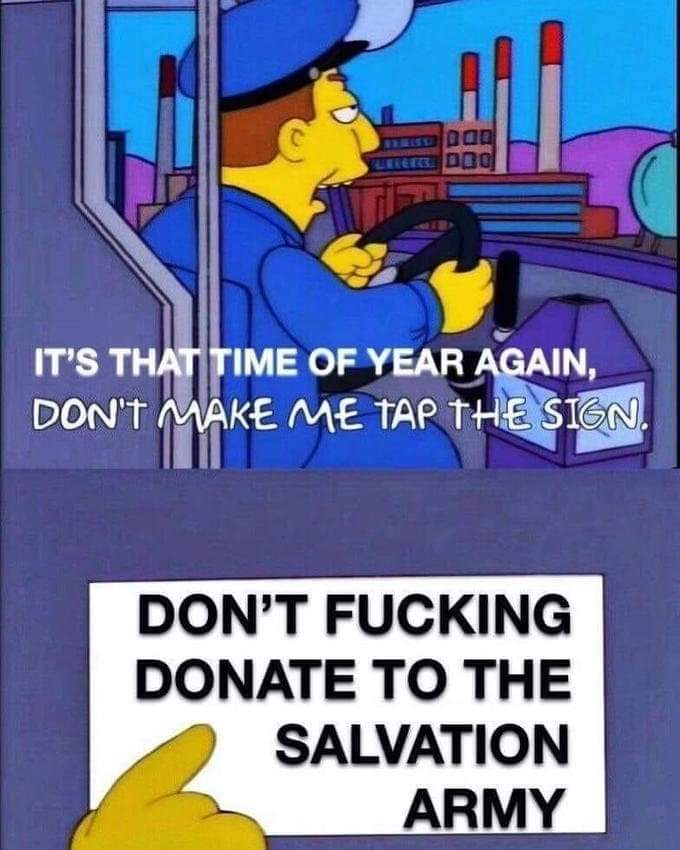 snazzyazzy83's tweet photo. Let us not forget how much tue @SalvationArmyUS hates the #LGBTQIA+ Community. #DonateElsewhere #FuckTransphobes https://t.co/wW1b5A9G2v
