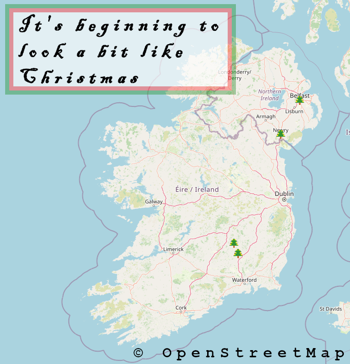 'Tis the season to be mapping public #Christmas trees (xmas:feature=tree). We as <a href="/osm_ie/">OpenStreetMap ie</a> are having a little initiative, but there's no harm in other countries joining in. The more the merrier... (badumm-dzzz)
openstreetmap.ie/christmas-2022… #OpenStreetMap