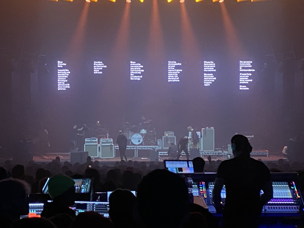 antoguerrera's tweet photo. Placebo BOOMERS. Asking fans not to film or take pictures. 😭😂
#London #O2Brixton https://t.co/2hIW1xtlGB