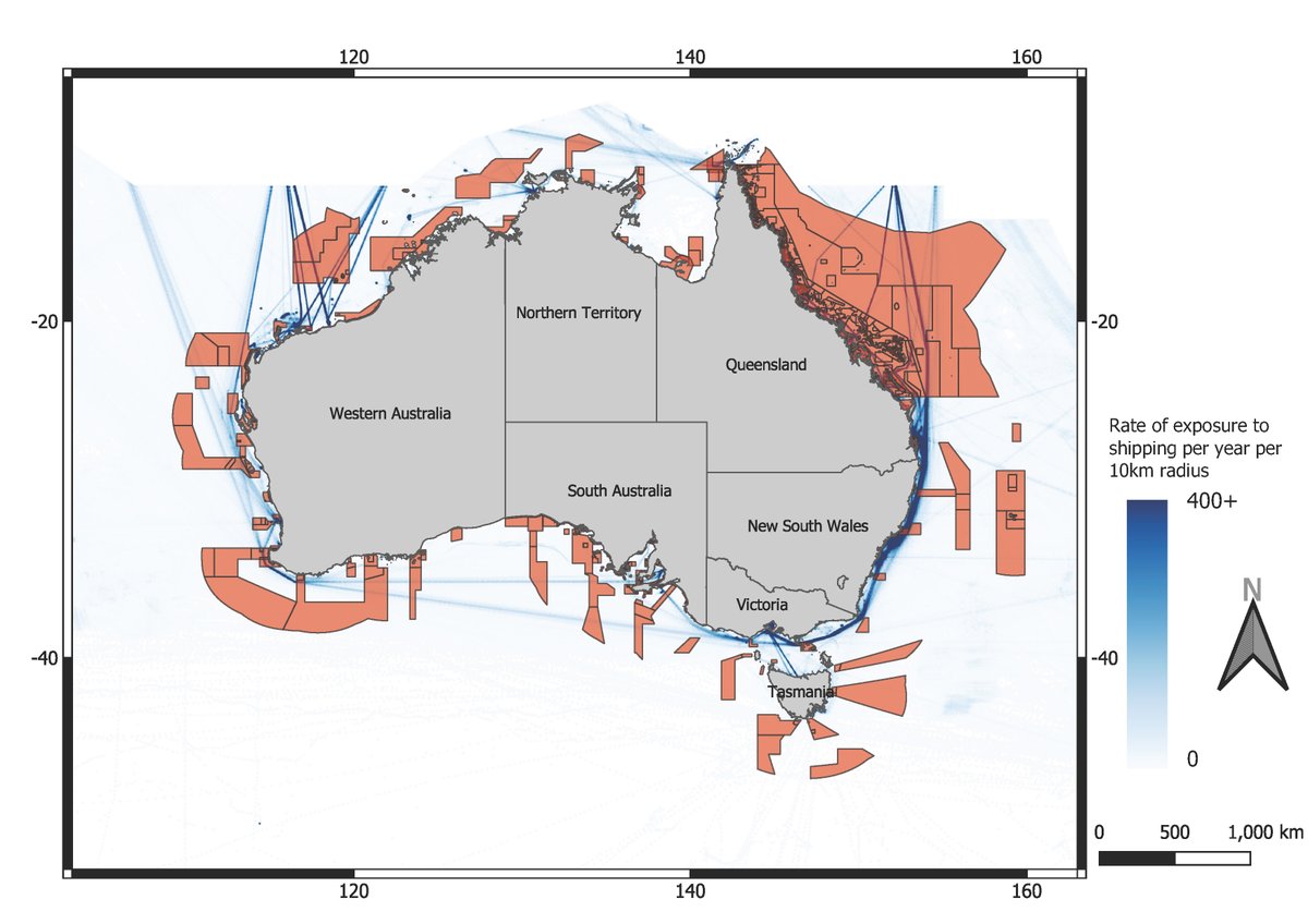 Our study shows whales, whale sharks and marine parks are all broadly exposed to commercial shipping effects across Australia <a href="/UoN_CaMS/">Coastal and Marine Science University of Newcastle</a> <a href="/UON_research/">Uni Newcastle Research</a> <a href="/mqnatsci/">Macquarie University School of Natural Sciences</a> <a href="/MurdochUni/">Murdoch University</a> <a href="/UQ_News/">UQ News</a> 
Paper open access
doi.org/10.1071/MF22050.