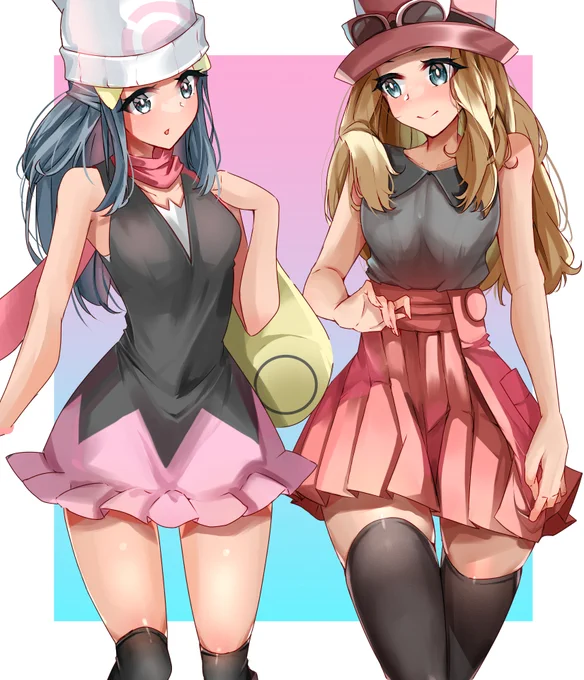 食い込みを恥ずかしがる#pokemon #ヒカリ #セレナ #いいニーハイの日 