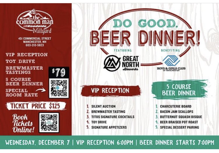 How do bacon jam scallops and beer braised pot roast sound? Less than two weeks until our 5 course “Do Good” Beer Dinner to benefit the Manchester Boys &amp; Girls Club. 
Sign up on line!
fb.me/e/3H4iq1cCU?mi…
<a href="/GreatNorthAle/">Great North Aleworks</a> <a href="/NHLRA/">NHLRA</a> #dogood #beerlover #newhampshire #nh