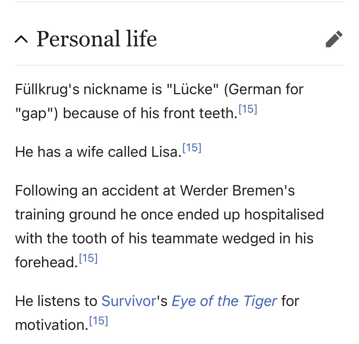🇩🇪 Don’t let Niclas Füllkrug’s first World Cup goal distract you from the master piece that is the ‘Personal Life’ section of his Wikipedia page…