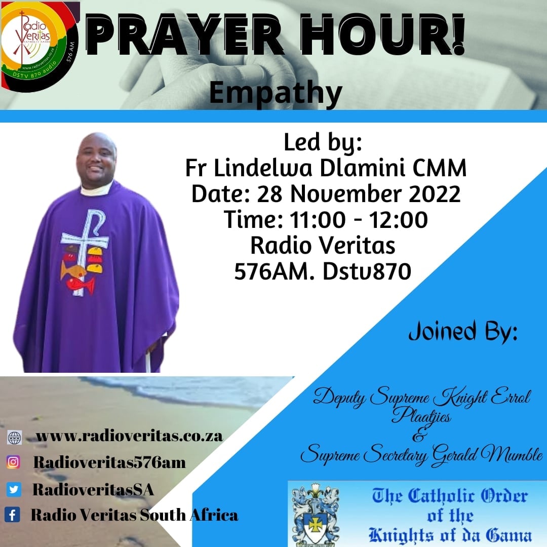 RadioVeritasSA's tweet photo. #PrayerHour on #RadioVeritasSA led by Fr Lindelwa Dlamini CMM, joined by representatives of the Catholic Order of the Knights of da Gama: Deputy Supreme Knight Errol Plaatjies &amp; Supreme Secretary Gerald Mumble

#Empathy #RadioVeritasSA #RadioVeritas #dstv870 #576AM #catholic https://t.co/Ea3IsDNACL