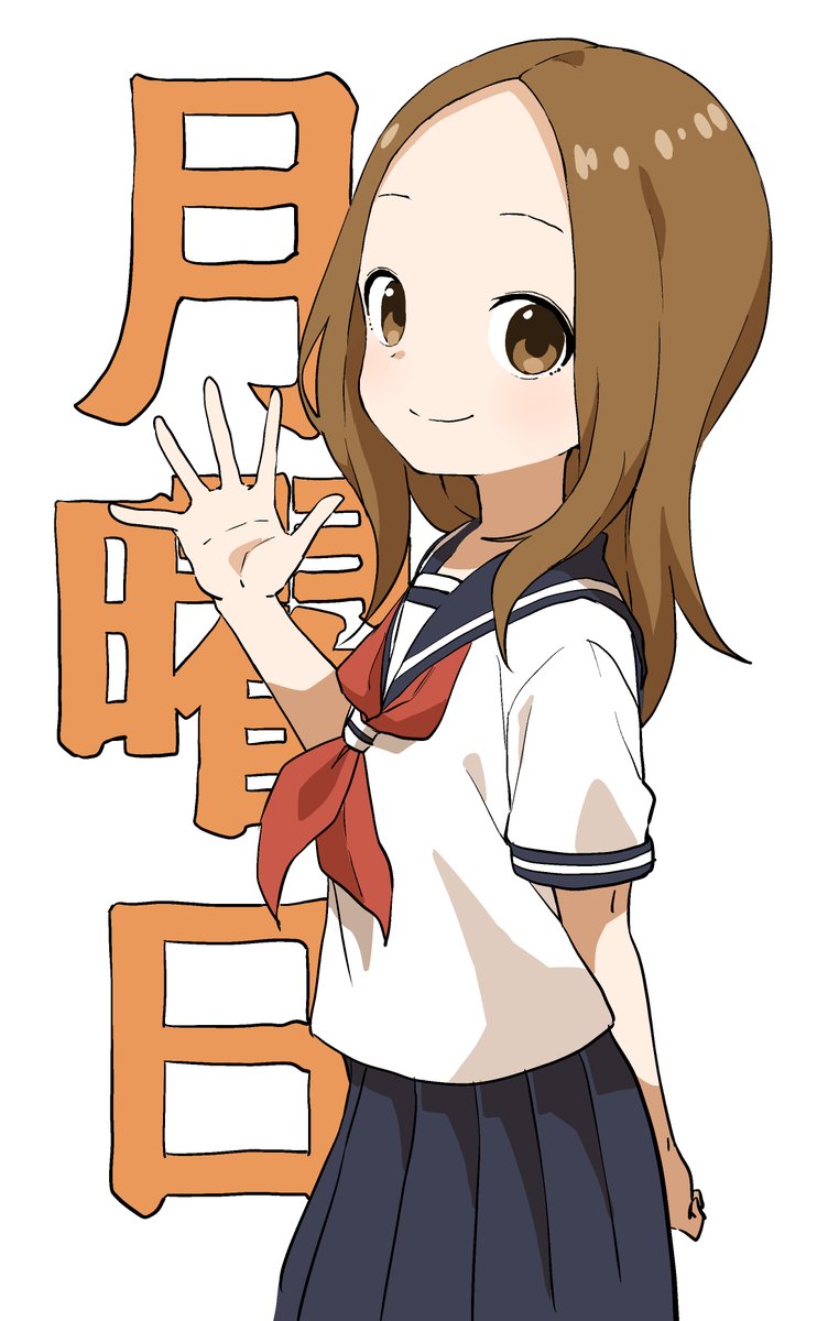 takagi-san 1girl solo brown hair smile brown eyes skirt school uniform  illustration images