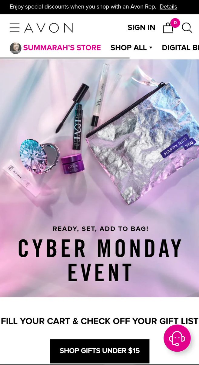 SummarahStyle's tweet photo. I hope you all enjoyed your Thanksgiving. Cyber Monday deals include this NYE-ready kit FREE with all $60 orders + few shipping! For details, shop https://t.co/DOXJjEp4uW #AvonRep #Summarah #cybermondaydeals https://t.co/r7Vc4i0SB2